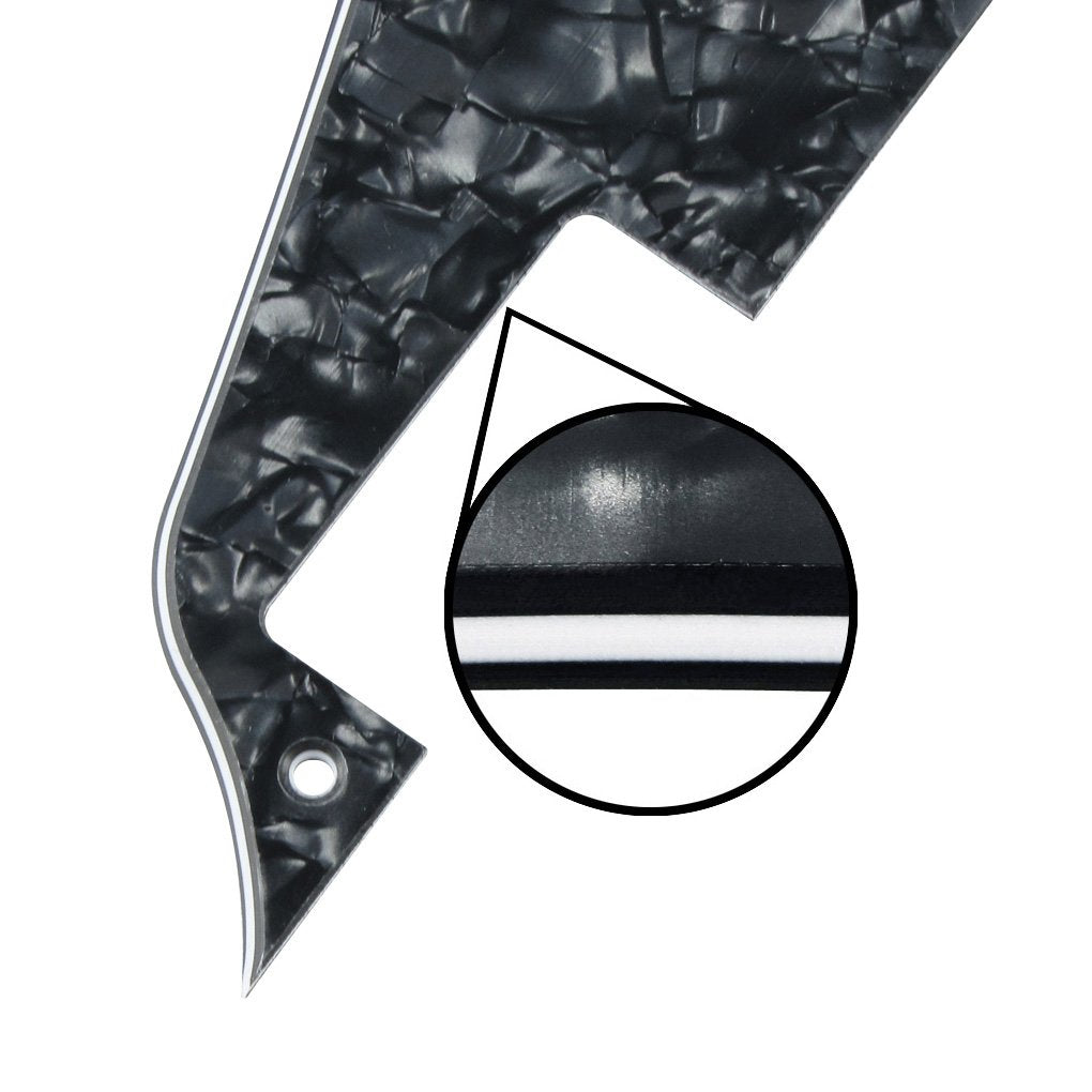 FLEOR 4Ply Black Pearl Pickguard Back Plate Screws Set & Switch Ring & Truss Rod Cover Plate & Black Bracket Fit Gibson Les Paul